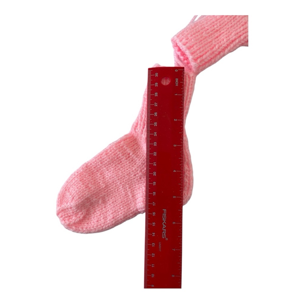 Hand made Knitting Girls Pink Acrylic Socks, 2-4 years - Picture 6 of 6
